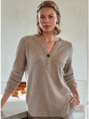 Pure Jill Textured One Button Top Oatmeal Size Medium